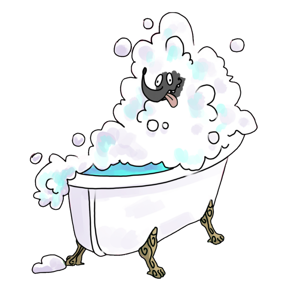 Dog getting a calm bath